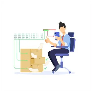 Saving data illustration, Protecting data illustration concept Stock Illustration