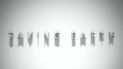 Saving earth 3D title animation with shadows on a white background Stock Footage 298001316