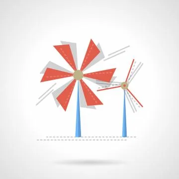Saving energy flat color vector icon. Wind turbine Stock Illustration