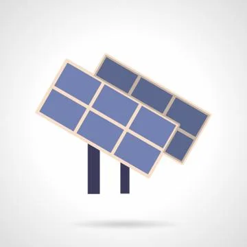 Saving energy flat color vector icon. Solar panels Stock Illustration