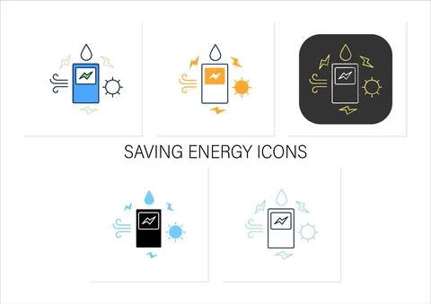 Saving energy icons set Illustrazione stock