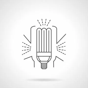 Saving energy lamp flat line vector icon Stock Illustration