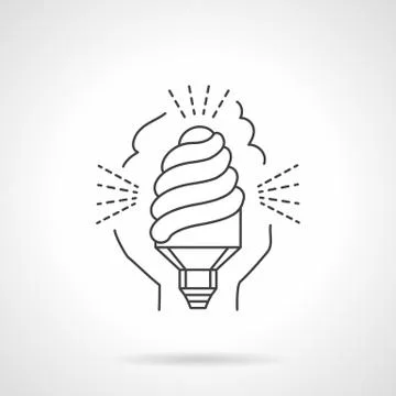 Saving energy lamp flat line vector icon Stock Illustration