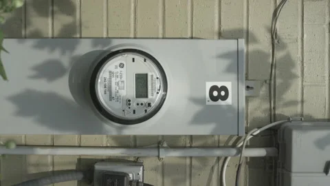 Saving energy at meter electricity Stock Footage 146044573