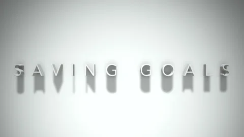 Saving goals 3D title animation white text on a white background Stock Footage 299646014