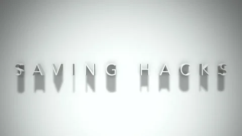 Saving hacks 3D title animation with shadows on a white background Stock Footage 297856250