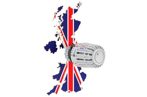 Saving heating consumption in British, 3D rendering Stock Illustration