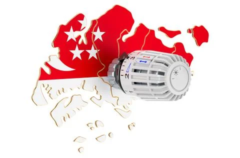 Saving heating consumption in Singapore, 3D rendering Illustrazione stock