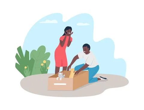 Saving homeless cats 2D vector web banner, poster Illustrazione stock