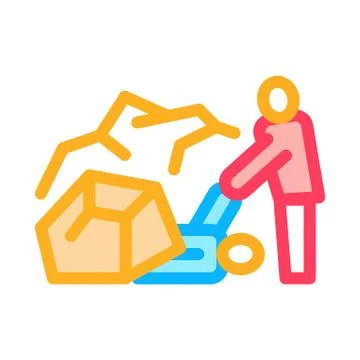 Saving human from rubble icon vector outline illustration Stock Illustration