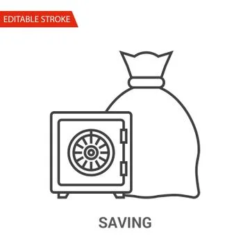 Saving Icon. Thin Line Vector Illustration Stock Illustration