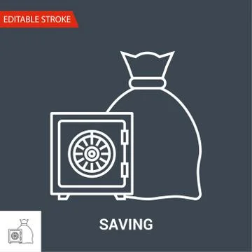 Saving Icon. Thin Line Vector Illustration 스톡 일러스트