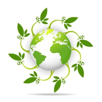 Saving logo and ecology friendly concept World environmental Vector illus Stock Illustration