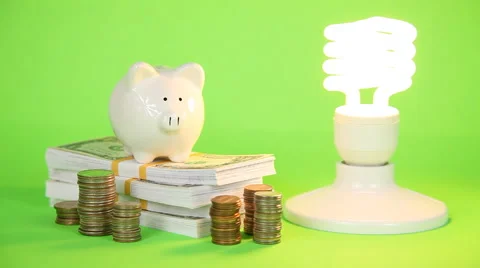 Saving Money With CFL Bulbs Stock Footage 43360661