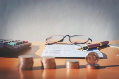 Saving money concept coin stack growing business Stock Photos