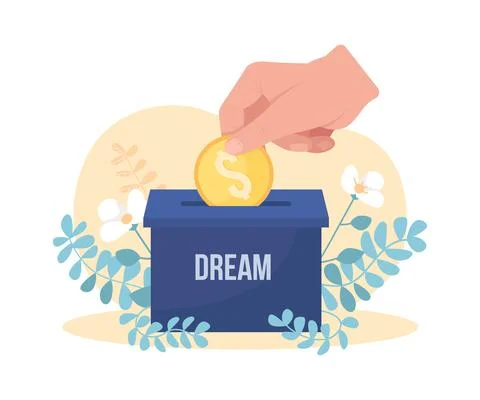 Saving money for dream 2D vector isolated illustration Stock Illustration