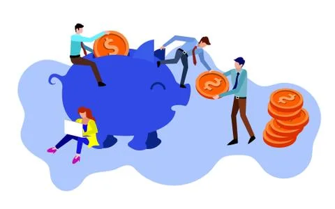 Saving money flat vector Stock Illustration