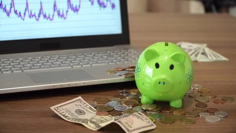 Saving Money for the Future and Using Computers for Analysis 動画素材 85650959