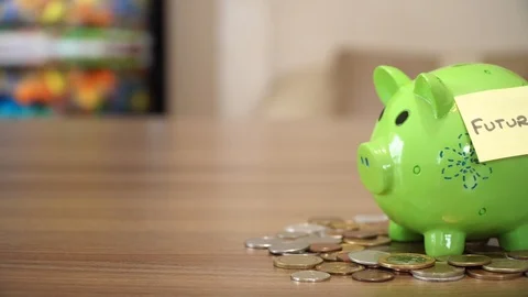 Saving Money for Future in Money Box Stock Footage 85652839