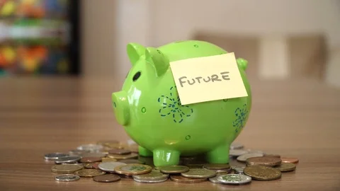 Saving Money for Future in Money Box Stock Footage 87090482