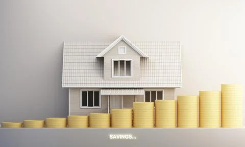 Saving money for a home. The concept is the accumulation of money for housing Stock Illustration