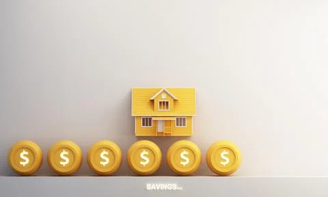 Saving money for a home. The concept is the accumulation of money for housing Ilustración de archivo