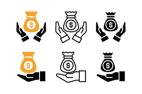 Saving money icon solid style. Finance icon solid style collection Illustrazione stock