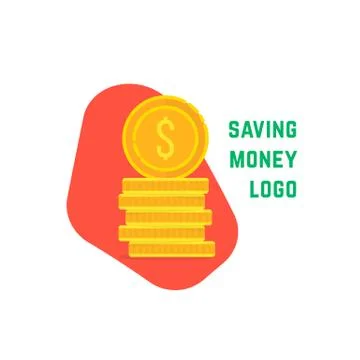 Saving money logo with stack of coin 스톡 일러스트