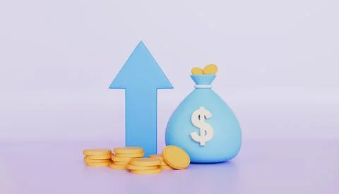 Saving money or interest increasing, Financial investments future income 库存插图