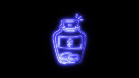 Saving Money Outline Icon in HD Video Neon Animation Stock-Footage 304552368