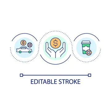 Saving money tips loop concept icon Stock Illustration