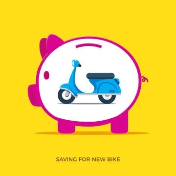 Saving for new bike. Isolated Vector Illustration Stock Illustration