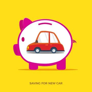 Saving for new car. Isolated Vector Illustration Stock Illustration