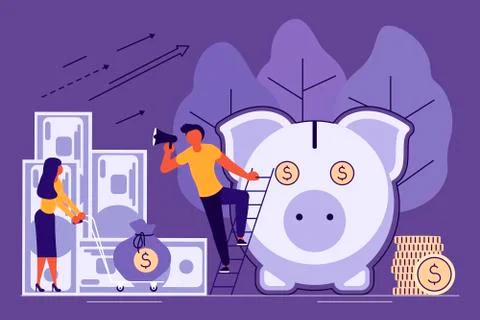 Saving or accumulating money concept Stock Illustration