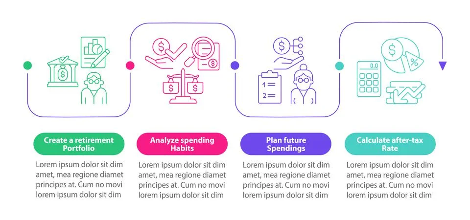 Saving for pension vector infographic template Illustrazione stock