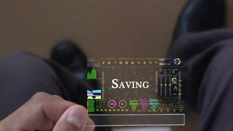 Saving text on business data number futuristic hologram background. Stock Footage 281225277