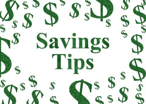 Saving tips message with green dollar signs Stock Illustration