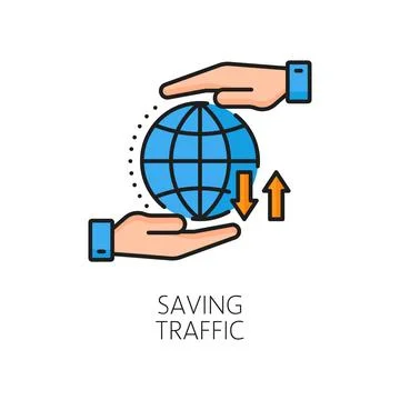Saving traffic. CDN. content delivery network icon Illustrazione stock
