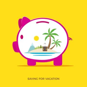 Saving for vacation. Isolated Vector Illustration Stock Illustration