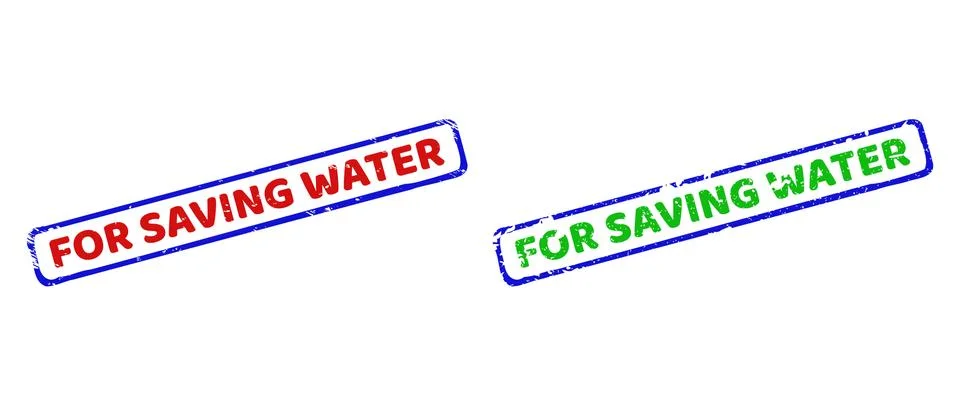 FOR SAVING WATER Bicolor Rough Rectangle Watermarks with Corroded Textures Stock Illustration