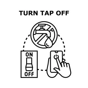 Saving water concept with turning off tap Stock Illustration