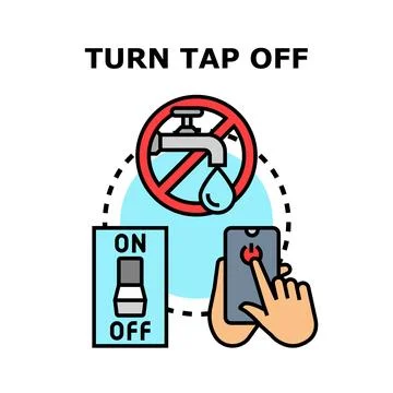 Saving water concept with turning off tap Stock Illustration