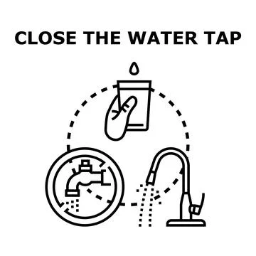 Saving water resource by closing tap concept Stockillustratie