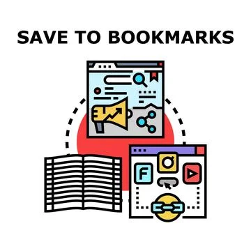 Saving web content to bookmarks concept 스톡 일러스트