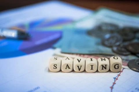 Saving wood dice Stock Photos
