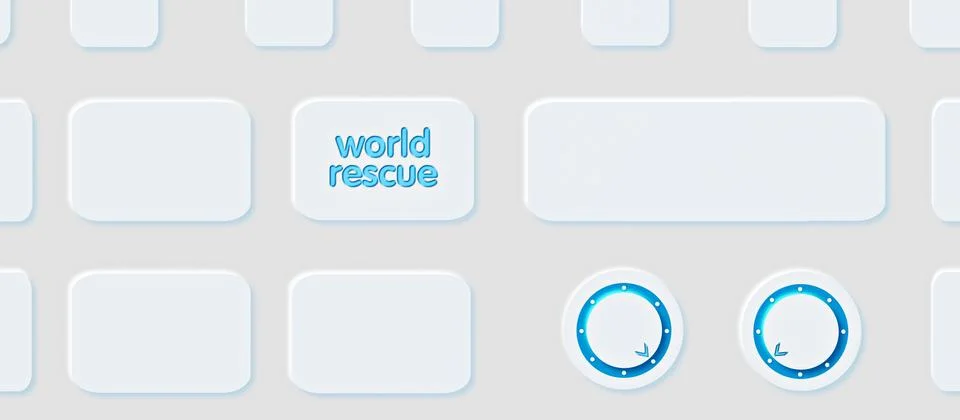 Saving the world, just by pressing a button, that would be nice. Neumorphism Stock Illustration