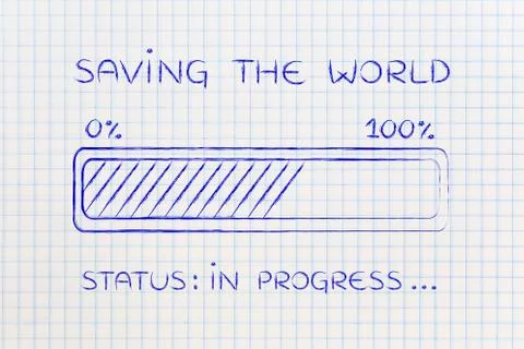 Saving the world progress bar loading Stock Illustration