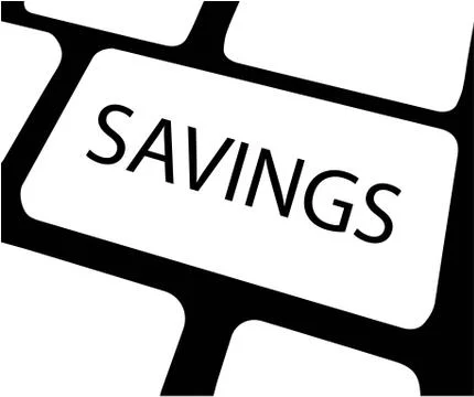 SAVING written on a key of keyboard, illustration Ilustración de archivo