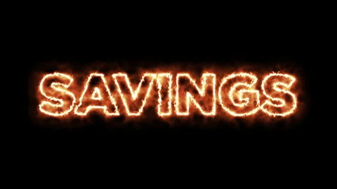 Savings burning word, fire text. Stock Footage 233293973