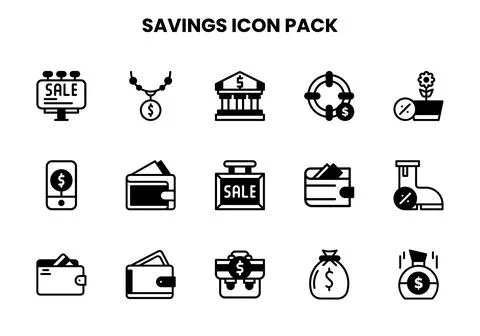 Savings DuoTone Vector Icons Pack Stock Illustration